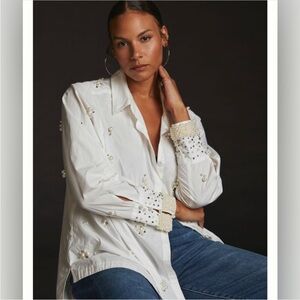 Maeve Pearls Embellished Shirt Sz. S
